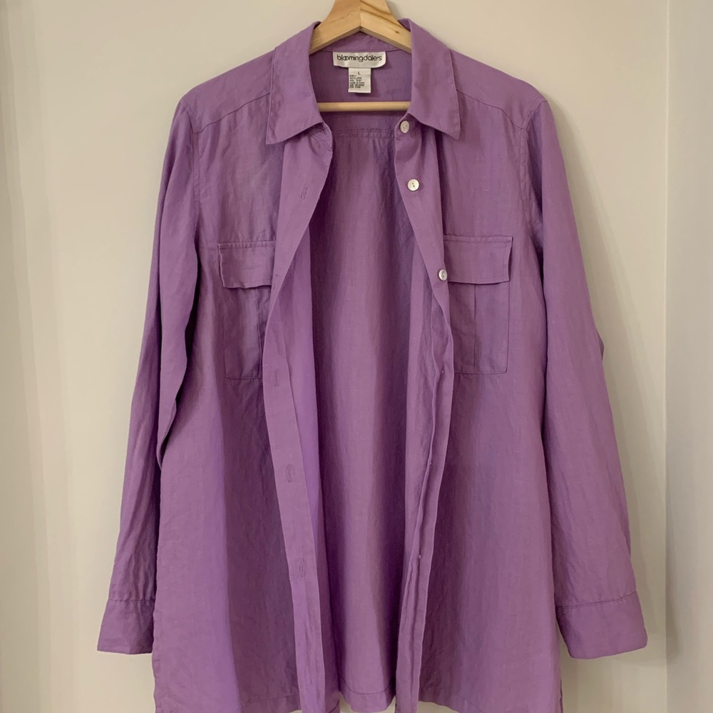 Bloomingdale's Purple Linen Top Shirt